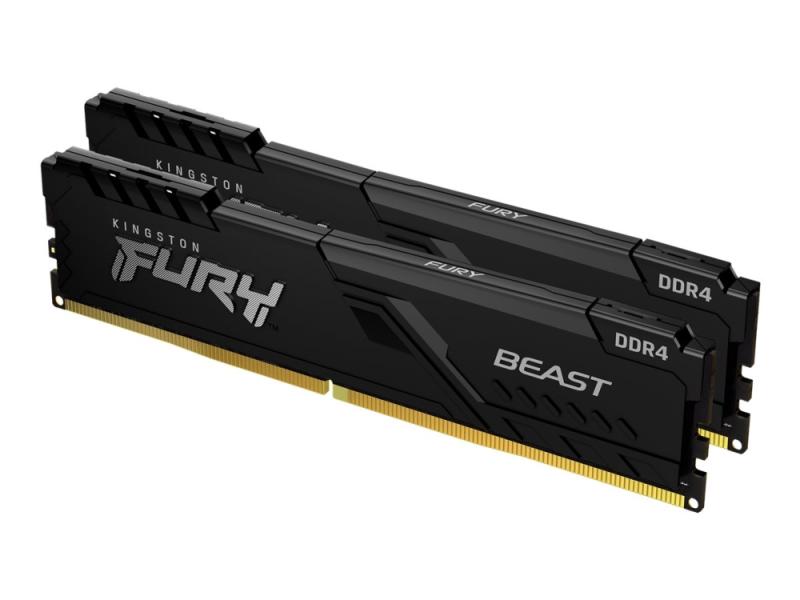 Kingston Fury Beast   Ddr4   Set   16 Gb: 2 X 8 Gb   Dimm 288 Pin   3200 Mhz / Pc4 25600   Cl16   1,35 V   Obuffrad   Icke Ecc   Svart fra Kingston Technology