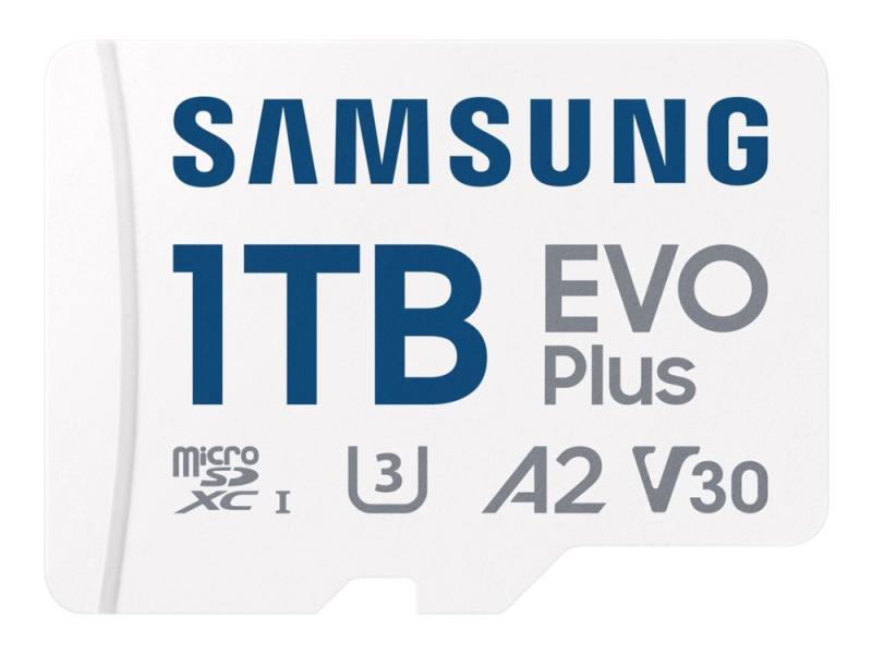 Evo Plus Mb Mc1t0sa   Flash Minneskort (microsdxc Till Sd Adapter Inkluderad)   1 Tb   A2 / Video Class V30 / Uhs I U3 / Class10   Mikrosdxc fra Samsung